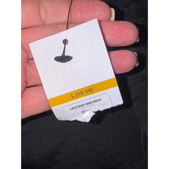 New Whimseygoth Fairygoth Sofia Jeans Lace Empire waist Satin Midi Dress Black - Picture 8 of 12